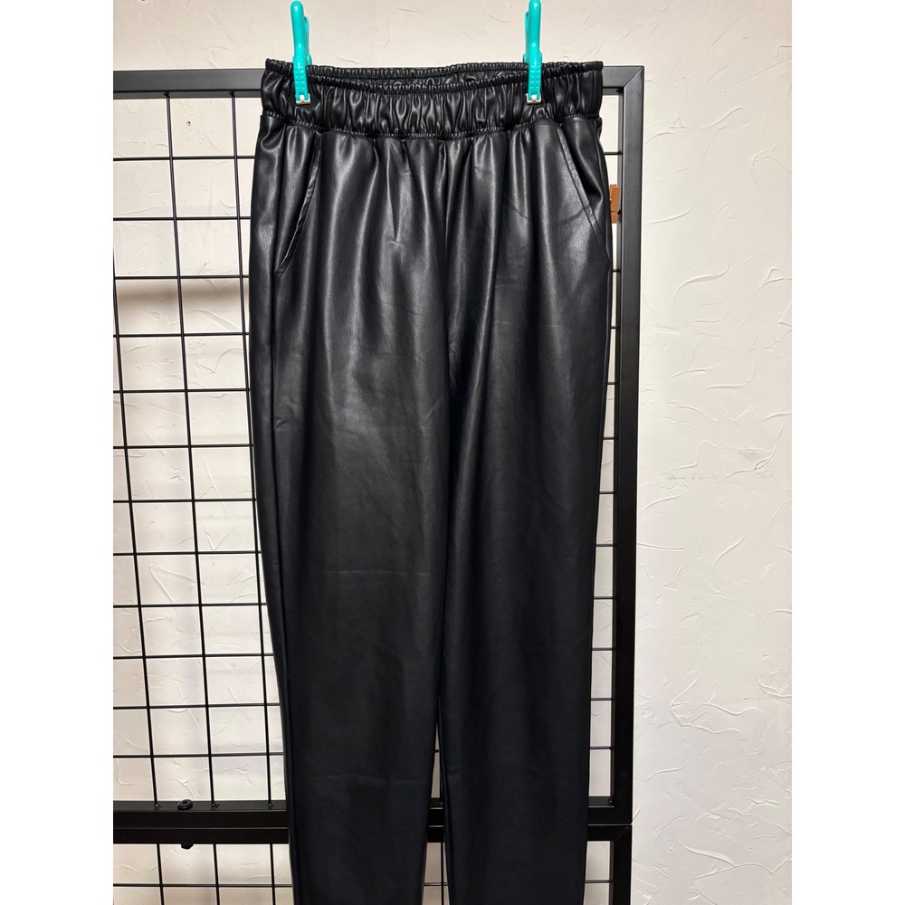 WeWoreWhat Faux Leather Jogger Pants Womens S Black Elastic Waist Trendy Chic - Picture 3 of 6